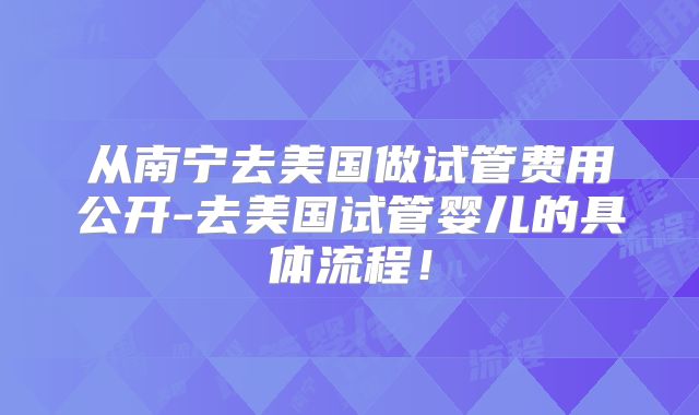 从南宁去美国做试管费用公开-去美国试管婴儿的具体流程！