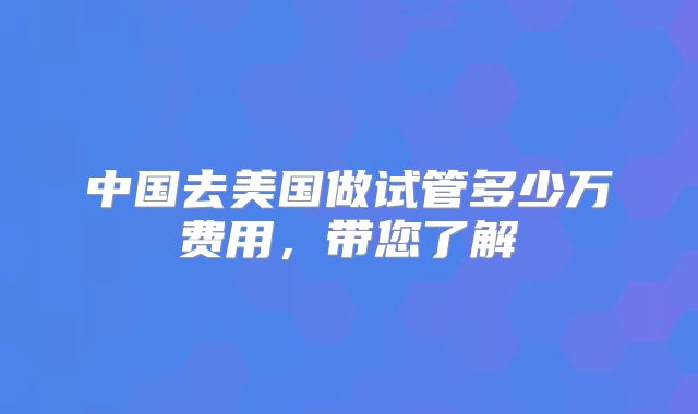 中国去美国做试管多少万费用，带您了解
