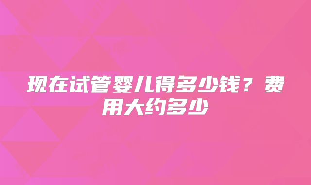 现在试管婴儿得多少钱？费用大约多少