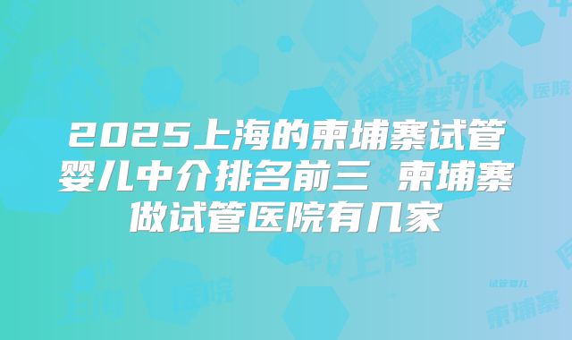 2025上海的柬埔寨试管婴儿中介排名前三 柬埔寨做试管医院有几家