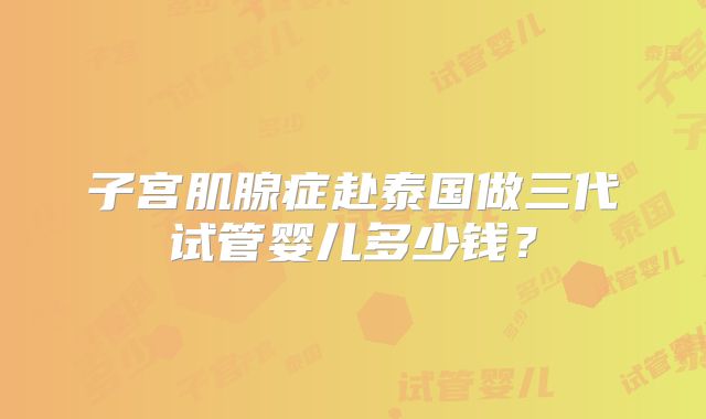 子宫肌腺症赴泰国做三代试管婴儿多少钱?