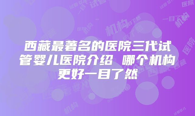 西藏最著名的医院三代试管婴儿医院介绍 哪个机构更好一目了然