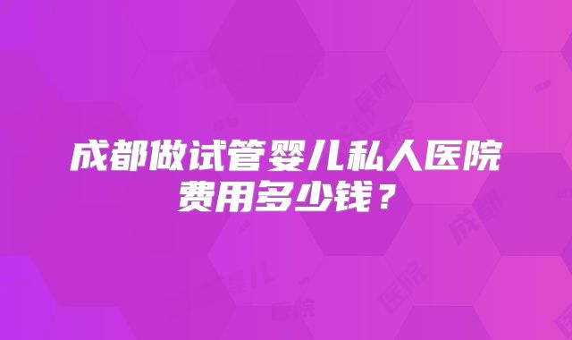 成都做试管婴儿私人医院费用多少钱？