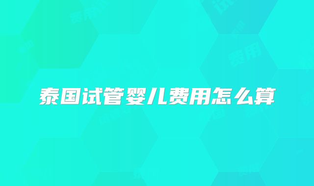 泰国试管婴儿费用怎么算