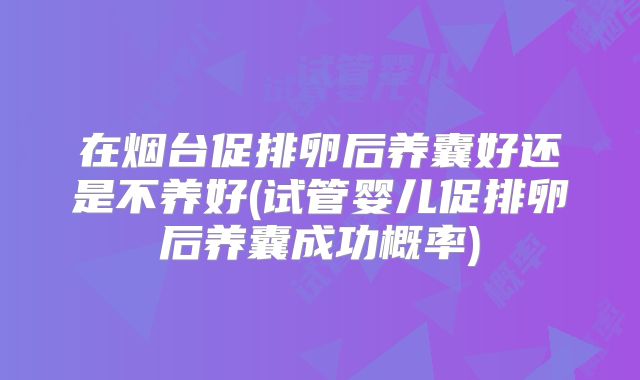 在烟台促排卵后养囊好还是不养好(试管婴儿促排卵后养囊成功概率)