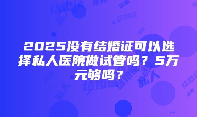 2025没有结婚证可以选择私人医院做试管吗?5万元够吗?