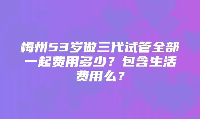 梅州53岁做三代试管全部一起费用多少?包含生活费用么?