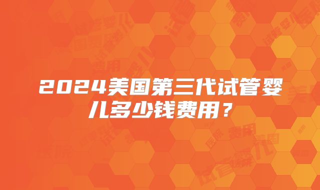 2024美国第三代试管婴儿多少钱费用？