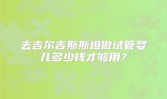 去吉尔吉斯斯坦做试管婴儿多少钱才够用?