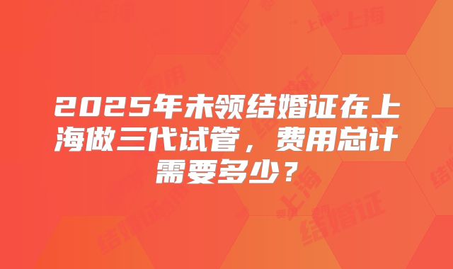 2025年未领结婚证在上海做三代试管，费用总计需要多少？