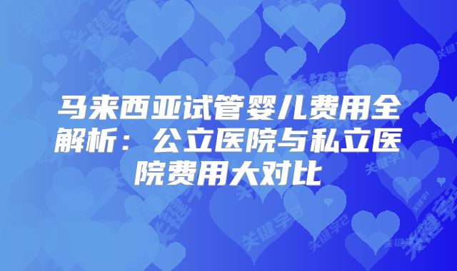 马来西亚试管婴儿费用全解析:公立医院与私立医院费用大对比