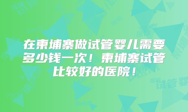 在柬埔寨做试管婴儿需要多少钱一次！柬埔寨试管比较好的医院！
