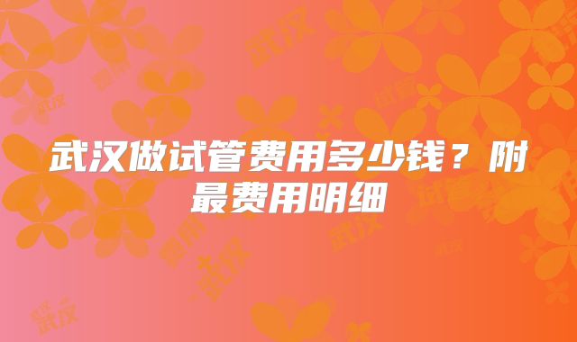 武汉做试管费用多少钱?附最费用明细