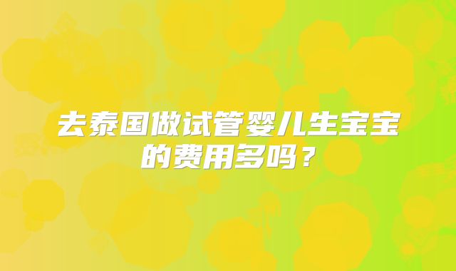 去泰国做试管婴儿生宝宝的费用多吗？