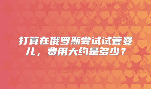 打算在俄罗斯尝试试管婴儿，费用大约是多少？