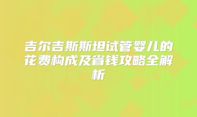 吉尔吉斯斯坦试管婴儿的花费构成及省钱攻略全解析