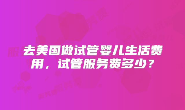 去美国做试管婴儿生活费用，试管服务费多少？