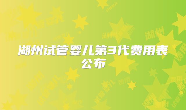 湖州试管婴儿第3代费用表公布