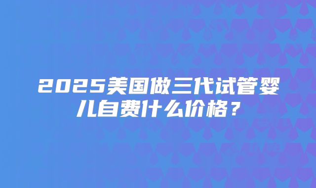 2025美国做三代试管婴儿自费什么价格？