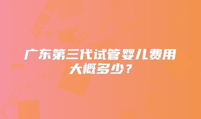 广东第三代试管婴儿费用大概多少？