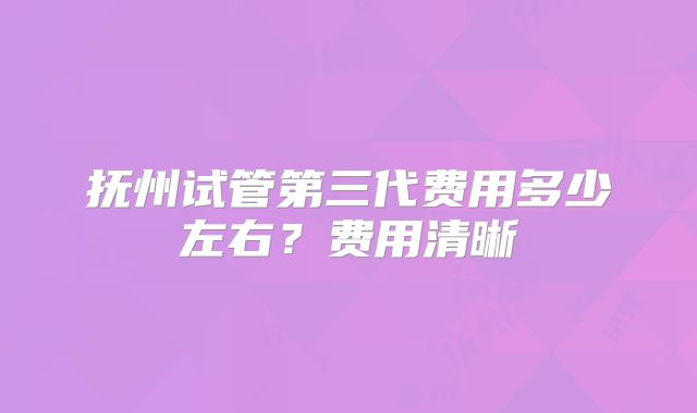 抚州试管第三代费用多少左右？费用清晰