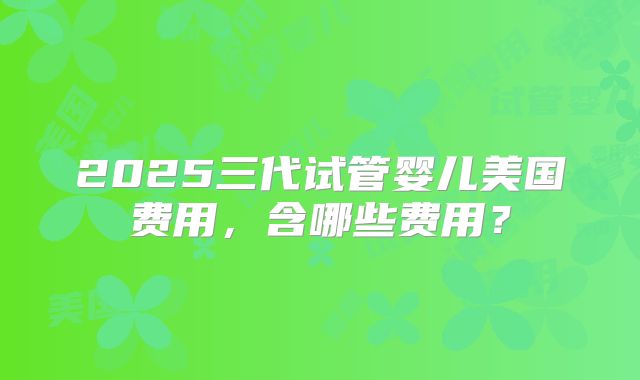 2025三代试管婴儿美国费用，含哪些费用？