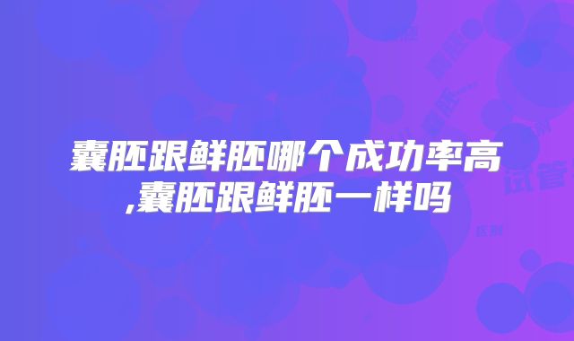 囊胚跟鲜胚哪个成功率高,囊胚跟鲜胚一样吗