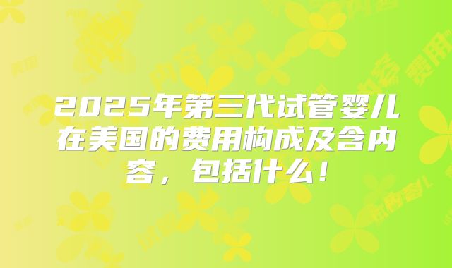 2025年第三代试管婴儿在美国的费用构成及含内容,包括什么!