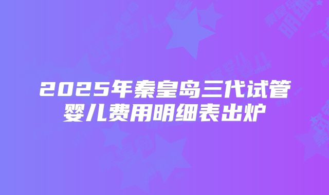 2025年秦皇岛三代试管婴儿费用明细表出炉
