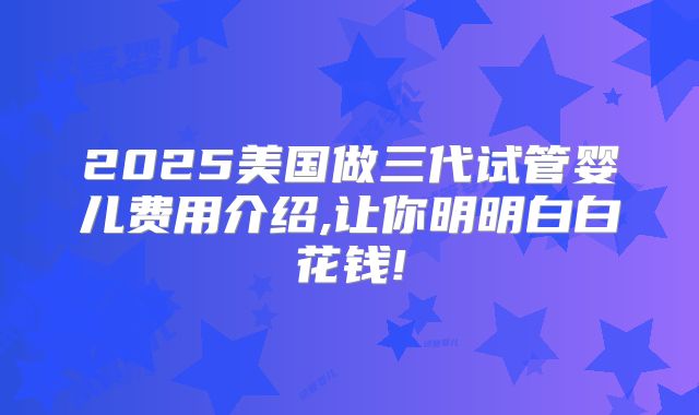 2025美国做三代试管婴儿费用介绍,让你明明白白花钱!