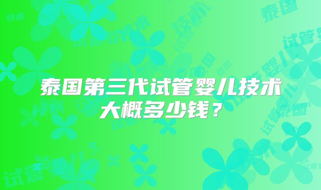泰国第三代试管婴儿技术大概多少钱？