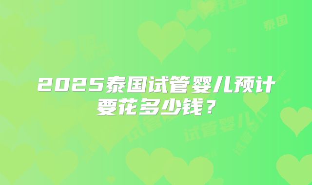 2025泰国试管婴儿预计要花多少钱?