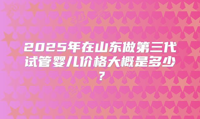 2025年在山东做第三代试管婴儿价格大概是多少？
