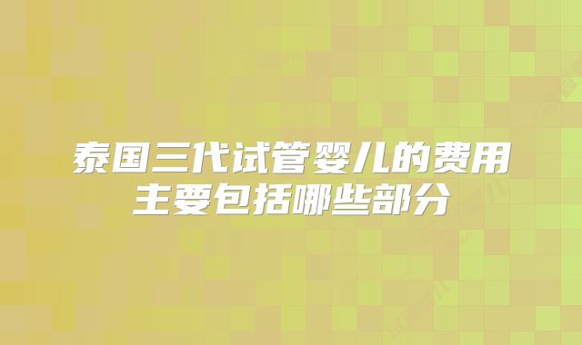 泰国三代试管婴儿的费用主要包括哪些部分