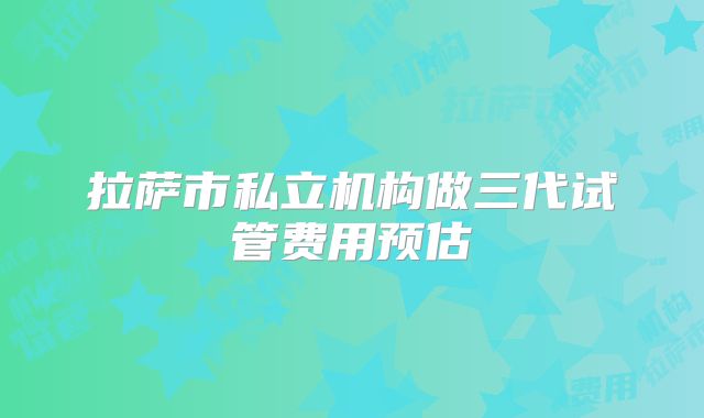拉萨市私立机构做三代试管费用预估