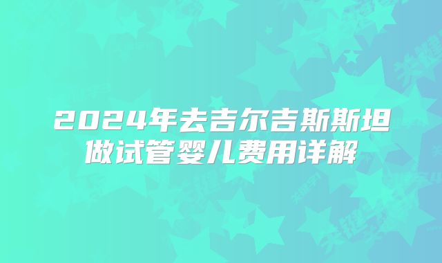 2024年去吉尔吉斯斯坦做试管婴儿费用详解