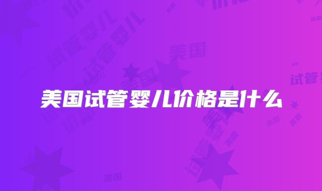 美国试管婴儿价格是什么