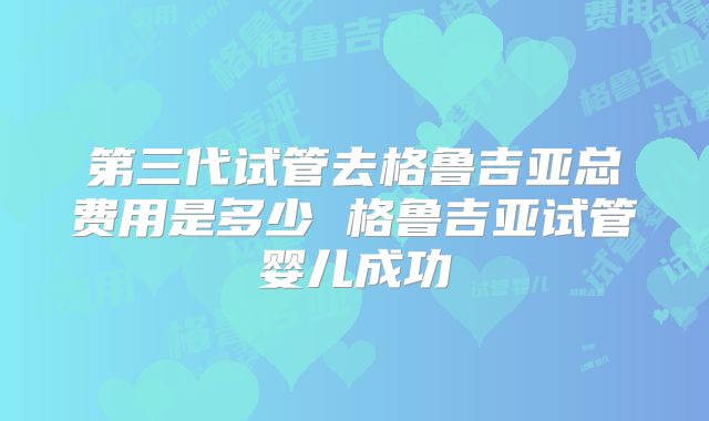 第三代试管去格鲁吉亚总费用是多少 格鲁吉亚试管婴儿成功