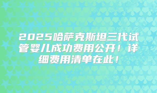 2025哈萨克斯坦三代试管婴儿成功费用公开!详细费用清单在此!