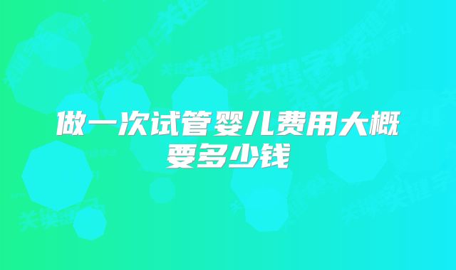 做一次试管婴儿费用大概要多少钱