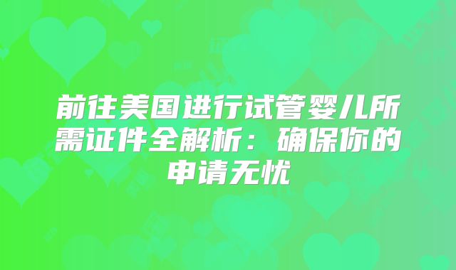 前往美国进行试管婴儿所需证件全解析：确保你的申请无忧