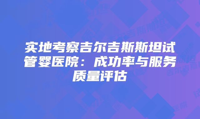 实地考察吉尔吉斯斯坦试管婴医院：成功率与服务质量评估