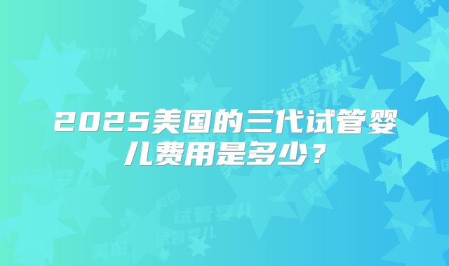 2025美国的三代试管婴儿费用是多少？