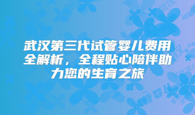 武汉第三代试管婴儿费用全解析，全程贴心陪伴助力您的生育之旅