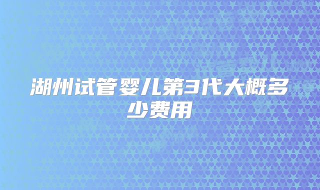 湖州试管婴儿第3代大概多少费用