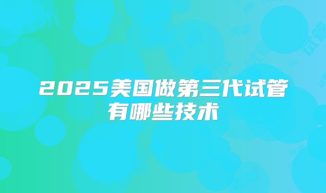 2025美国做第三代试管有哪些技术