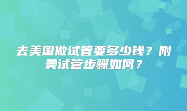 去美国做试管要多少钱？附美试管步骤如何？
