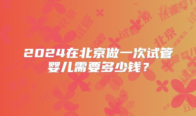 2024在北京做一次试管婴儿需要多少钱？