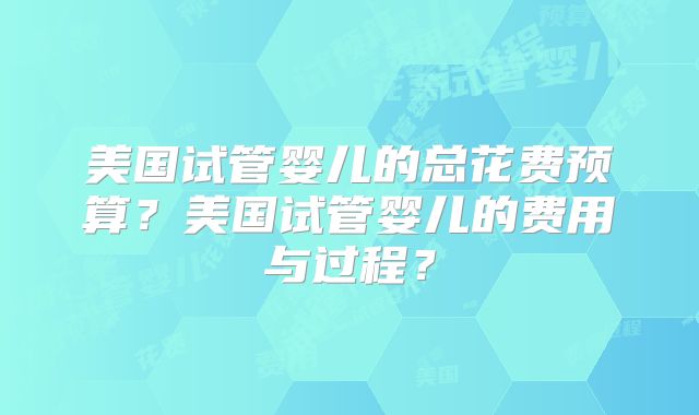 美国试管婴儿的总花费预算？美国试管婴儿的费用与过程？