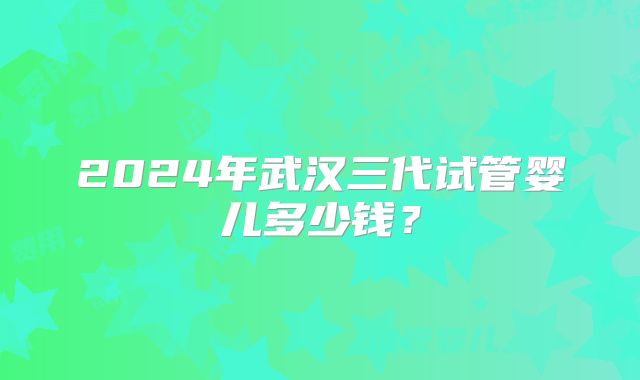 2024年武汉三代试管婴儿多少钱？